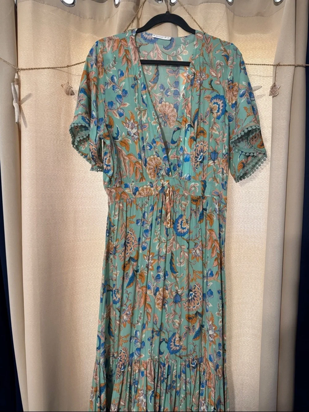 Floral Teal Maxi Dress - Lightweight Summer Style - Picture 1 of 5